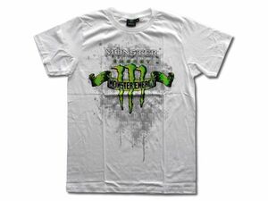 【Triple_nine】モンスターエナジー柄Tシャツ(Monster Energy)(Type-D)(ホワイト)／サイズＭ(tnth0010m)