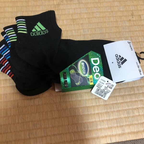 adidas メンズソックス Deo 26〜28㎝　3 足1組 春秋向　Deo 消臭