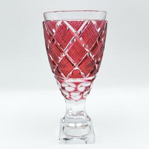 未使用品☆薩摩切子 脚付杯(大)(切子、江戸切子、薩摩切子)