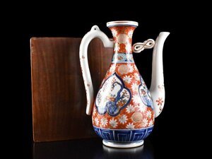 【雲】某旧家買取品 時代 古伊万里 色絵赤絵花唐草絵付水注 箱付 古美術品BA9187 CTDkjnh