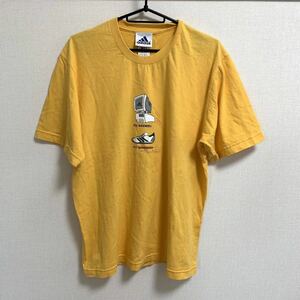 【人気】90's adidas 半袖　Tシャツ　イエロー　アディダス　スニーカー　デザイン　スポーツミックス　ヴィンテージ VINTAGE