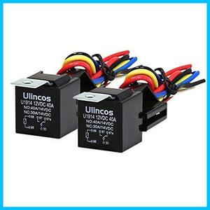 Ulincos 5極リレー U1914 DC12V車用 30/40A 1C（NO/NC） 2SQハーネス（２個セット） (5極リレー)