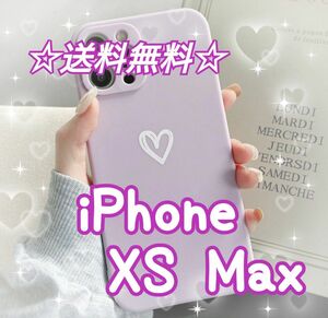 即決 送料無料 【iPhoneXSmax】iPhoneケース パープル ハート 手書き 紫 可愛い スマホケース スマホカバー