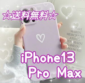 即決 送料無料 【iPhone13promax】iPhoneケース パープル ハート 手書き 紫 スマホケース 耐衝撃