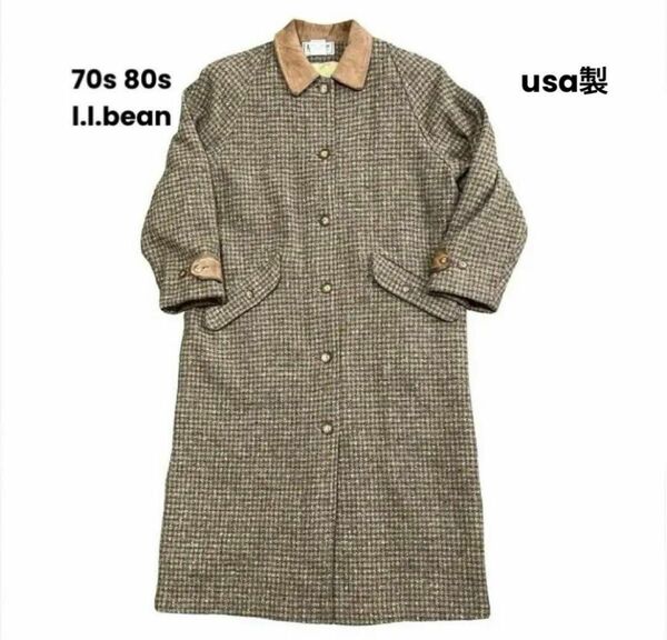 70s 80s usa製 l.l.bean 千鳥格子 コート