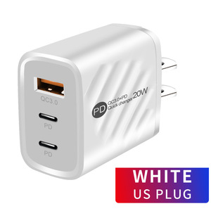 3 ポート ac アダプター USB-A+PD iphone ipad huawei oppo Samsung 充電アダプター 白　usbポート　5V/9V/12V 急速充電3.0　QC3.0