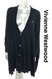  2 пункт покупка бесплатная доставка! 2A54[ прекрасный товар ]Vivienne Westwood RED LABEL Vivienne Westwood деформация вязаный кардиган размер 00 чёрный 