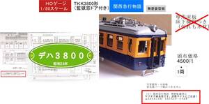 【デハ3800形】1両ペーパーキット 昭和の電車　吊掛電車　バス窓　監獄窓パーツ付き 