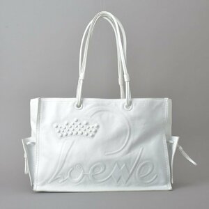 1 -тогда хорошие товары Loewe Loe Wopper Tote Mage Кожаные белые шпильки логотип логотип вышивки.