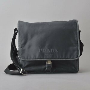 1円 良品 PRADA プラダ ショルダーバッグ メッセンジャーバッグ ナイロン レザー ブラック 斜め掛け クロスボディ 男女兼用 鞄 Mb.a