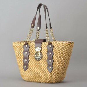  ultimate beautiful goods Michael Kors basket bag tote bag natural material leather natural Brown shoulder shoulder .. basket MK bag Ma.k/k.h