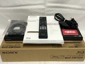 【動作OK】SONY BDZ-ZW1500 ブルーレイレコーダー 純正リモコン HDMIケーブル B-CASカード 2017年製 23 1