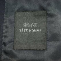 新品1円～★定価4.9万 Black On TETE HOMME テットオム ウール毛 シングル二つボタンスーツ 94A6 ノータック チェック 紺 ◆5528◆_画像8