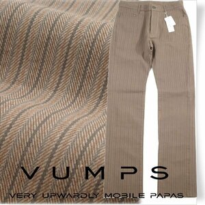 未使用1円～★定価2.3万 VUMPS ヴァンプス メンズ ストライプ ストレッチ コットン綿 ストレートパンツ 46 M 正規店本物 ◆5564◆