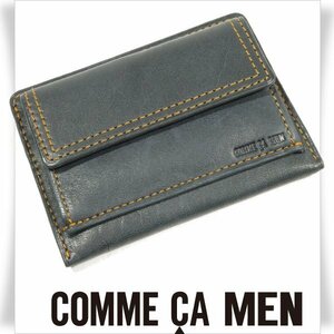 新品1円～★COMME CA MEN コムサ メン 羊革 ラムレザー カードケース 小銭入れ財布 コインケース ネイビー キャッシュレス 本物◆5607◆