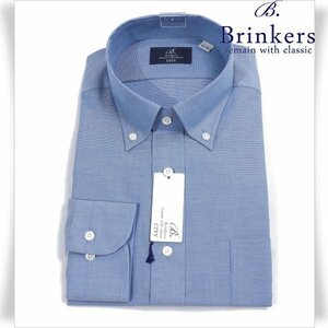 新品1円～★Brinkers ブリンカーズ 形態安定 綿100％ 長袖 ボタンダウンシャツ L 41-86 ブルー 織柄 本物 ◆6027◆