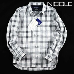 新品1円～★ニコル セレクション NICOLE selection メンズ 日本製生地 シャンカー６コットン 長袖チェックシャツ 46 M 本物 ◆6082◆