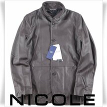 新品1円～★定価3.1万 ニコル セレクション NICOLE selection メンズ 羊革 ラムレザー ジャケット 46 M ワイヤーカラー 本物 ◆6454◆_画像1