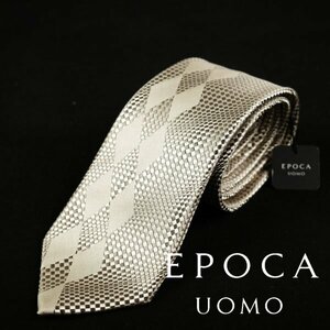 新品1円～★定価1.4万 エポカ ウォモ EPOCA UOMO 日本製 シルク絹100% ネクタイ 織柄 ベージュ 正規店本物 ◆6562◆