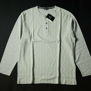 新品1円～★Munsingwear マンシングウェア メンズ 長袖 ヘンリーネック 織柄 カットソー M ホームウェア グレー◆6623◆