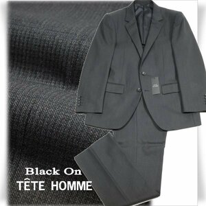 新品1円～★定価4.9万 Black On TETE HOMME テットオム ウール毛 シングル二つボタンスーツ 96AB5 ノータック ストレッチ ◆6729◆