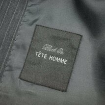 新品1円～★定価6万 Black On TETE HOMME テットオム ウール毛 スリーピーススーツ 96AB5 ツータック ストライプ グレー ◆6721◆_画像8