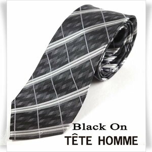 新品1円～★Black On TETE HOMME テットオム シルク絹100％ ネクタイ チェック 正規店本物◆6773◆