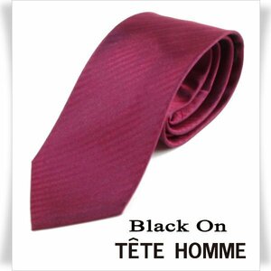 新品1円～★Black On TETE HOMME テットオム シルク絹100％ ネクタイ ボルドー シャドーストライプ 正規店本物◆6776◆