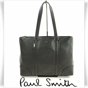 新品1円～★定価5.7万 ポールスミス Paul Smith 牛革レザー トートバッグ ブラック 黒 トラベルレザー 肩掛け可能 正規店本物◆7003◆