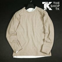 新品1円～★THE SHOP TK タケオキクチ 長袖 セットアイテム/ニット＋ロンＴシャツ スラブワッフルアンサンブルプルオーバー M ◆7051◆_画像1