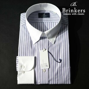 新品1円～★Brinkers ブリンカーズ 形態安定 綿100％ 長袖 スナップボタンダウン クレリックシャツ L 41-78 ストライプ 本物 ◆7139◆