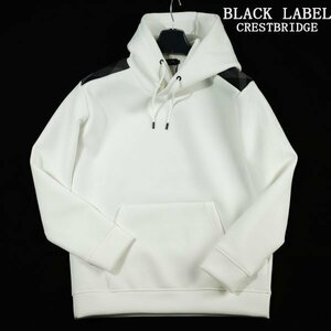 新品1円～★定3万 BLACK LABEL ブラックレーベル クレストブリッジ ダンボールニット ショルダーチェックフーディー パーカー M 白◆7196◆