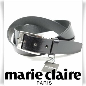 新品1円～★marie claire homme マリクレール オム 牛革レザーベルト フリーサイズ 根元で長さ調節が可能 ブラック 本革 黒 ◆7369◆