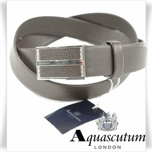 新品1円～★Aquascutum アクアスキュータム メンズ 日本製 牛革レザーベルト フリーサイズ ビジネスベルト 茶 バックル ブラウン ◆7358◆