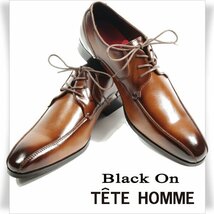 新品1円～★Black On TETE HOMME テットオム アクションレザー ビジネスシューズ 26.0cm ブラウン 茶 レースアップ ◆7534◆_画像1