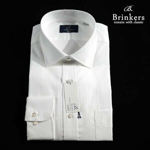 新品1円～★Brinkers ブリンカーズ 形態安定 綿100％ 長袖 レギュラーカラーシャツ L 41-80 白 ストライプ 本物 ◆7568◆