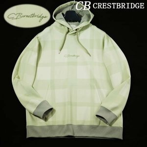 新品1円～★CB CRESTBRIDGE クレストブリッジ メンズ チェック ダンボールニット プルオーバーパーカー L グリーン フーディー ◆7600◆