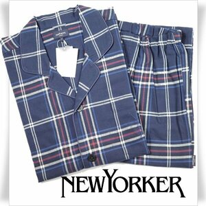  new goods 1 jpy ~*NEWYORKER new yo- car men's cotton cotton 100% long sleeve tailored pyjamas M check lightly tender feel of genuine article *7608*