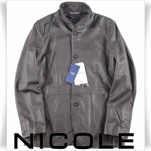 新品1円～★定価3.1万 ニコル セレクション NICOLE selection メンズ 羊革 ラムレザー ジャケット 46 M ワイヤーカラー 本物 ◆7871◆