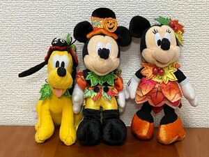 美品 2013 ハロウィン ミッキー ミニー プルート ぬいぐるみバッジ TDS ディズニー