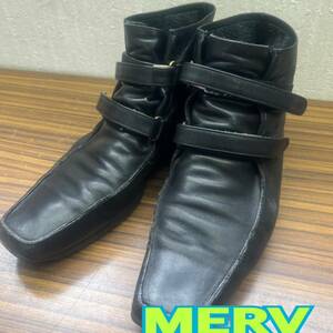 靴 ◆ MERV ◆ ショート ブーツ 約２３ｃｍ BLACK 黒 レザー ◆ レディース シューズ