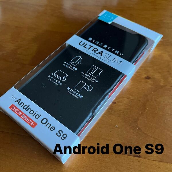 Android One S9ソフトレザーケース 手帳型 薄型 磁石付き ブラック　カバー　アンドロイド