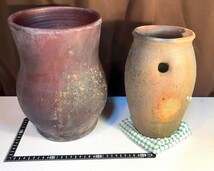 ■47 備前焼 古い蛸壺 フジツボ付着 たこつぼ タコツボ 小壺 花器_画像10