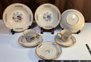 ■47 アメリカンカントリー パスタ皿3枚&カップ＆ソーサー＆おまけセット COUNTRY HOUSE Collection yamasa 日本製