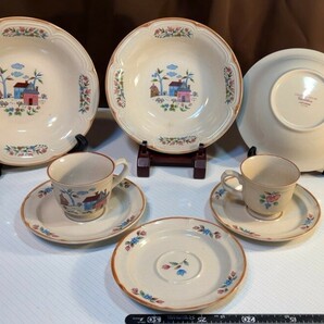 ■47 アメリカンカントリー パスタ皿3枚&カップ＆ソーサー＆おまけセット COUNTRY HOUSE Collection yamasa 日本製の画像1