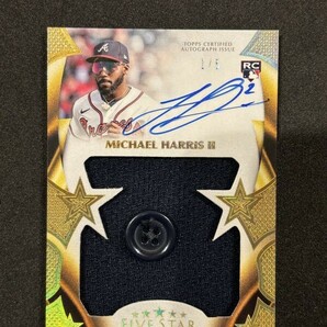 2023 Topps Five Star Baseball Michael Harris Ⅱ Autographed Jumbo Patch Relic Button /5 1stナンバー！の画像1