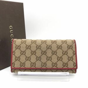 正規品　美品　グッチ財布　グッチ長財布　グッチキャンバス　グッチレザー　 GUCCI GG柄 GGキャンバス