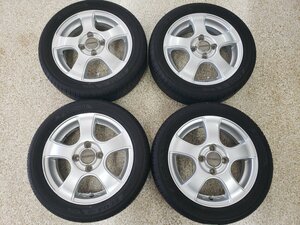 ◎傷小良品 14inc 4.5j +45 100/4H バリ溝 国産165/55R14 165/55-14 検）ワゴンR ラパン ライフ トゥデイ ルークス パレット セルボ アルト