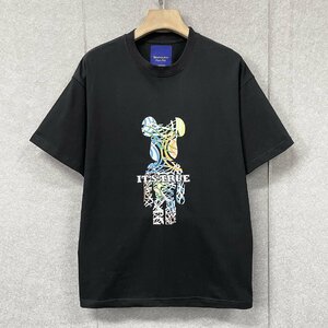 個性・半袖Tシャツ 定価2万◆Emmauela・イタリア・ミラノ発◆コットン100% 薄手 通気 クマ おしゃれ カラフル 定番 XL/50サイズ