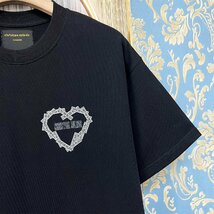 定価2万★christian milada・ミラノ発・半袖Tシャツ★上質 綿100％ 薄手 通気吸汗 個性 ハート柄 ロゴ オシャレ カジュアル 普段着 L/48_画像6